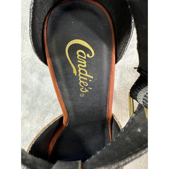 Candies Shoes Women's 6 Brown and black Peep Toe 4" Chunky Heels w/ ankle strap - Picture 7 of 16